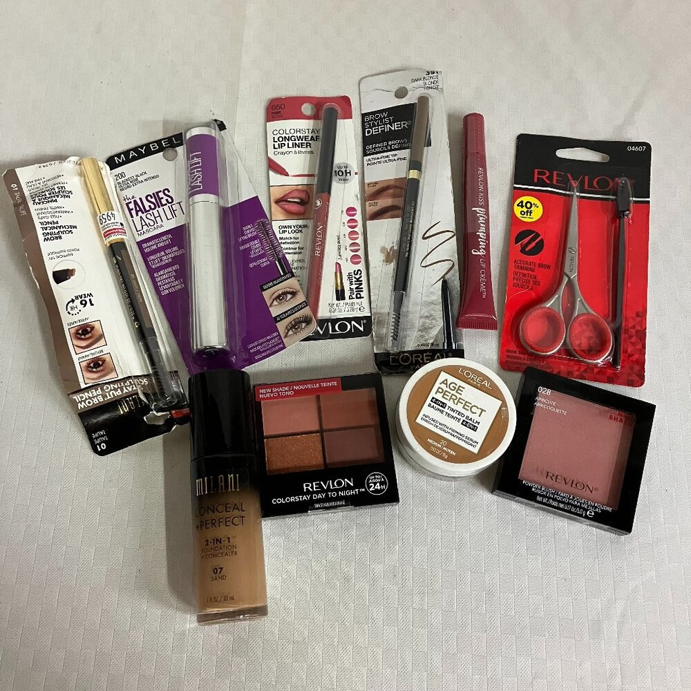 Revlon Maybelline Milani L'Oréal Full Makeup Kit 10pc Eyes Lips Face UK Stock